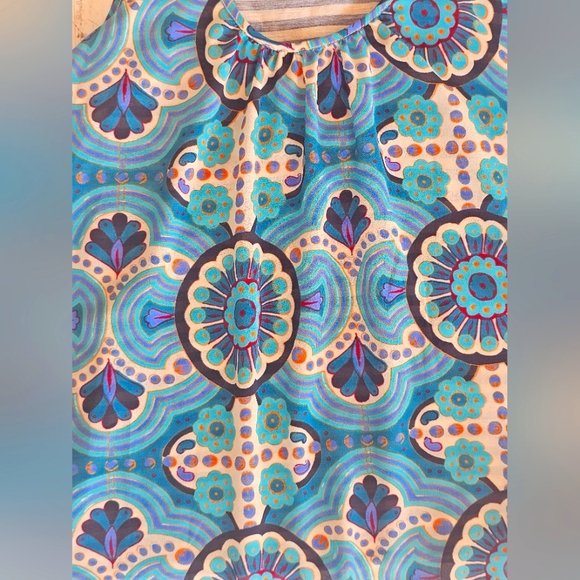 Anthropologie Meadow Rue Flowy Layered Tank Menon Geometric Blue Medallion - Picture 4 of 10